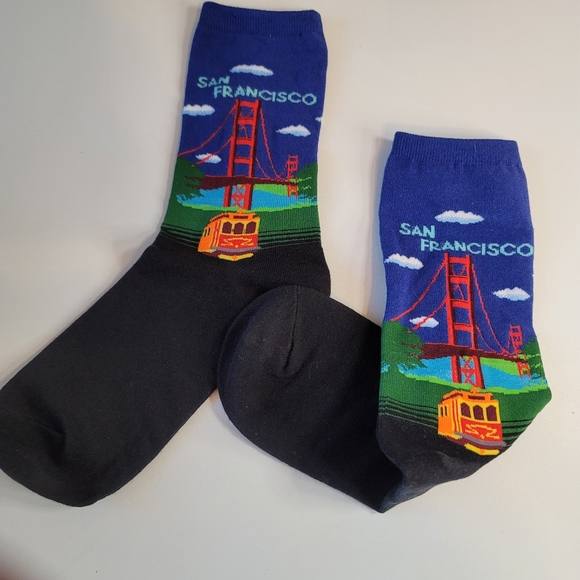 Mens San Francisco Trolley Fun Crew Socks multicolor One Size - Picture 4 of 4